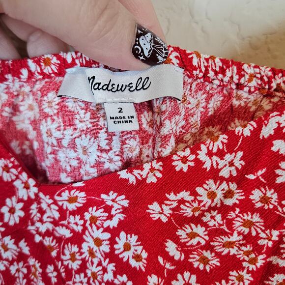 Madewell V-Neck Cami Tank Floral Red Ditzy Women's Size 2 Summer Casual Vacation - Picture 6 of 9